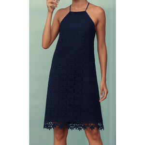 Chelsea 28 | Floral Lace Trapeze Halter Dress | Sz S | Double-Lined | EUC